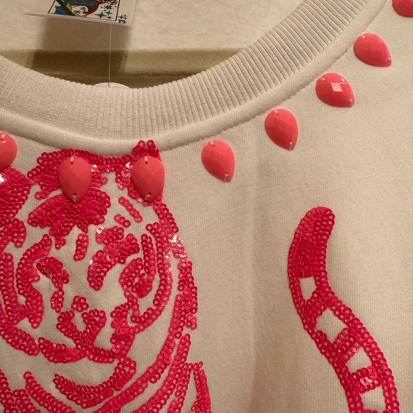 QUEEN OF SPARKLES White and Pink Tiger Sweatshirt - Picture 4 of 4